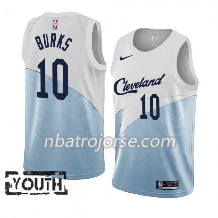 Barn Cleveland Cavaliers Tröja Alec Burks 10 2018-19 Nike Blå Vit Swingman